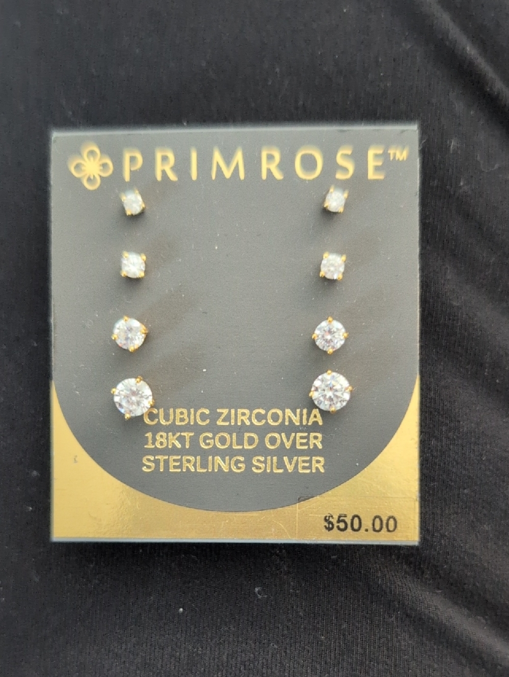 Primrose Gold Cubic Zirconia Stud Earring Set - Clear Stones
